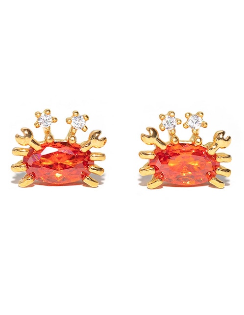Aretes cortos de cangrejo 18 k con acabado chapa de oro 1