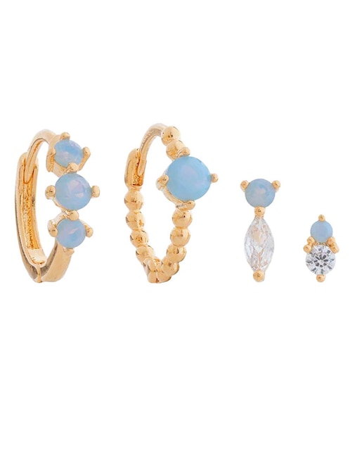 Set de aretes Essentials 18 k con acabado chapa de oro zirconia cúbica 1