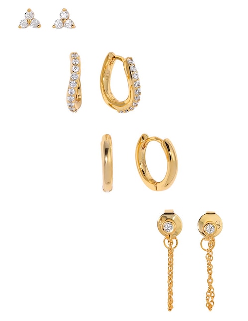 Set de aretes con acabado chapa de oro 18 K zirconia 1