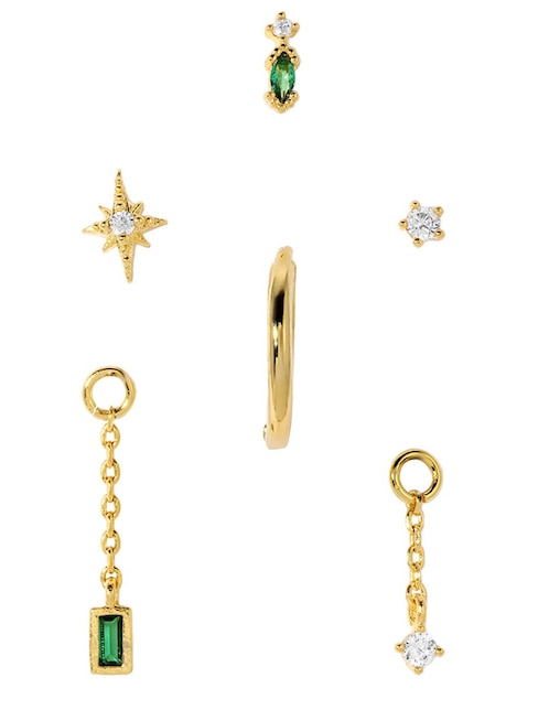 Set de aretes Classic 18 K con acabado chapa de oro zirconia cúbica 1