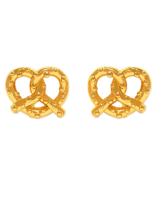 Aretes huggies de pretzel Knot Your Average 18 k con acabado chapa de oro zirconia cúbica 1