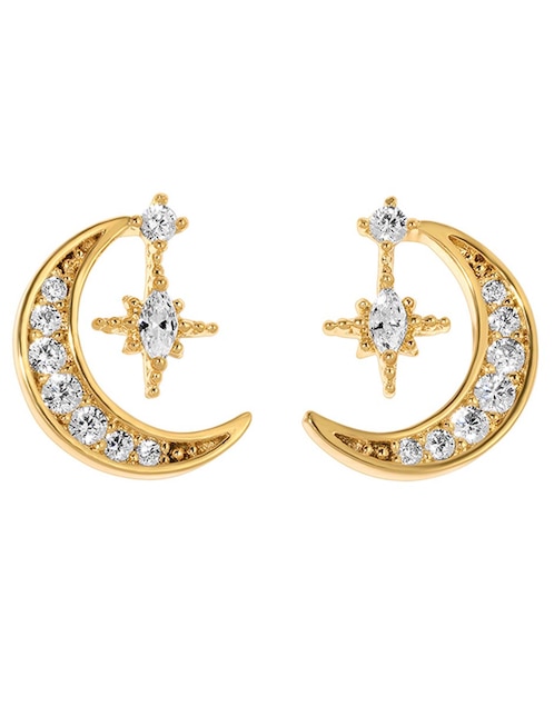 Aretes cortos 18 k con acabado chapa de oro 1