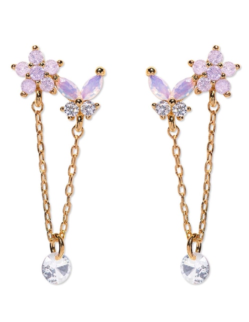 Aretes largos 18 k con acabado chapa de oro 1