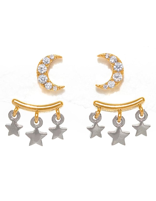Aretes cortos Galaxy 18 k con acabado chapa de oro 1
