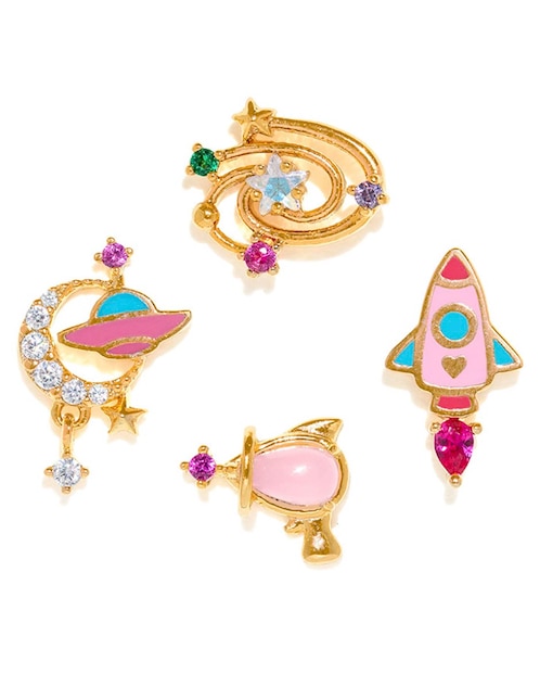 Set de aretes Galaxy 18 K con acabado chapa de oro zirconia cúbica 1