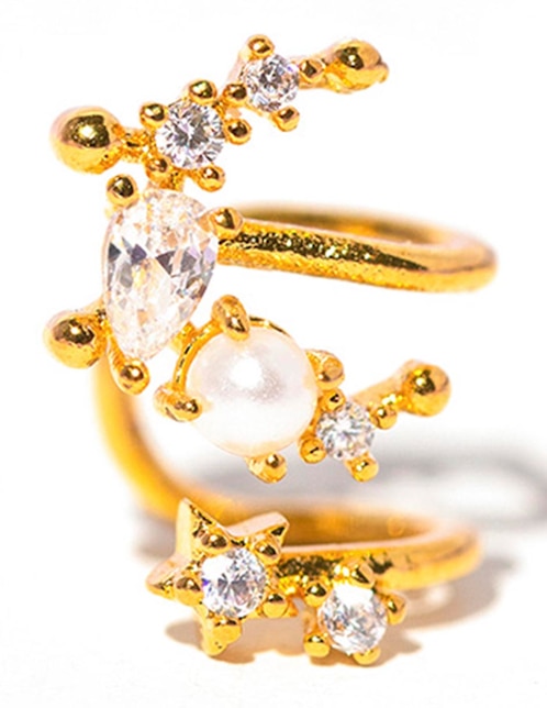 Ear cuff Moonlight 18 k con acabado chapa de oro zirconia cúbica 1
