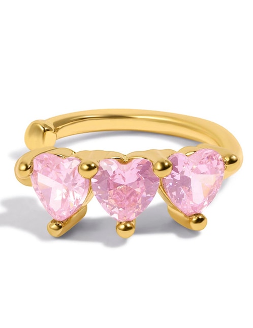 Ear cuff de corazón 18 k con acabado chapa de oro zirconia cúbica 1