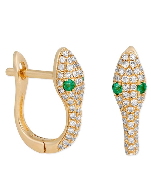 Aretes cortos de serpiente Garden con acabado chapa de oro 18 K zirconia cúbica 1