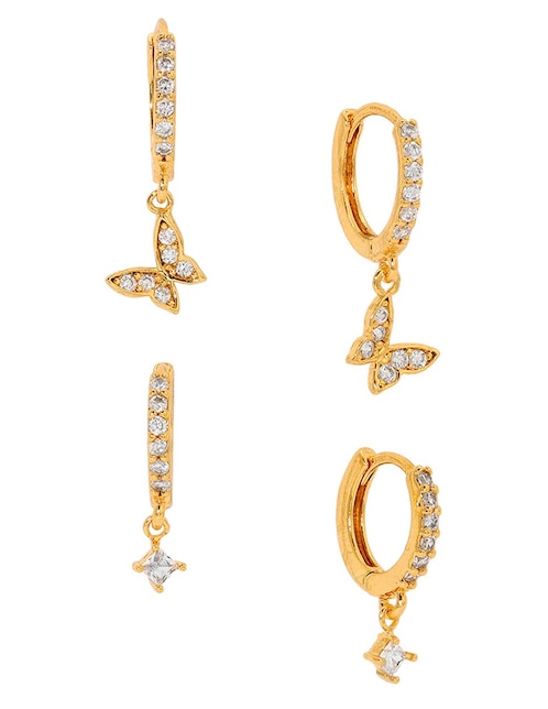 Set de aretes Garden 18 k con acabado chapa de oro zirconia cúbica 1