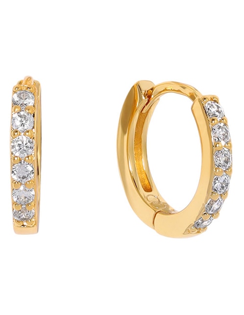 Aretes cortos Star Hoops 18 k con acabado chapa de oro zirconia cúbica 1