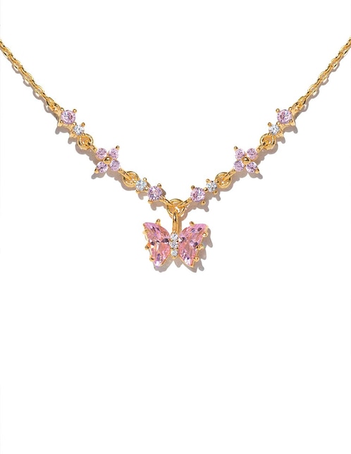 Collar con dije de mariposa Garden de baño de oro 18 K 1