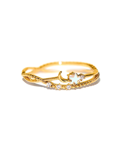 Anillo de luna Girls Crew Sparkle zirconia cúbica chapa de oro