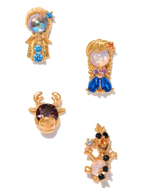 Aretes cortos Frozen Disney con acabado baño de oro 18 K zirconia 1