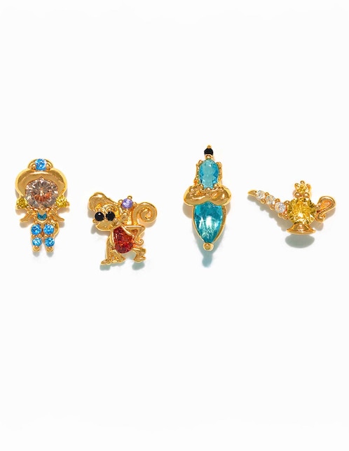Set de aretes Disney 18 k con acabado baño de oro zirconia cúbica 1