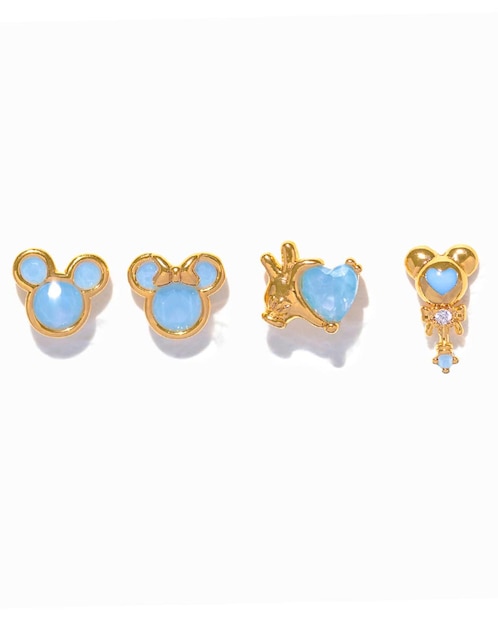 Set de aretes de Mickey & Minnie Disney 18 k con acabado chapa de oro zirconia cúbica 1