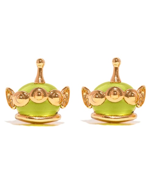 Arete corto alien Toy Story Pixar 18 k con acabo chapa de oro zirconia cúbica 1