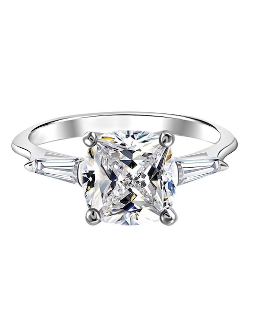 Anillo Gina Cuadrado Blanco De Plata 925