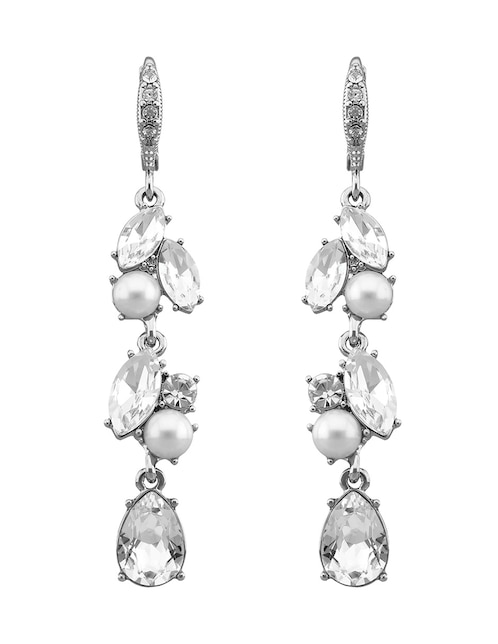 Aretes largos Pearls and Petals con acabado cristal 1