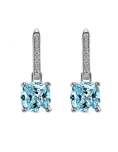 Aretes cuadrados Gladkova Joyería de plata P 925 con acabado brillante aguamarina