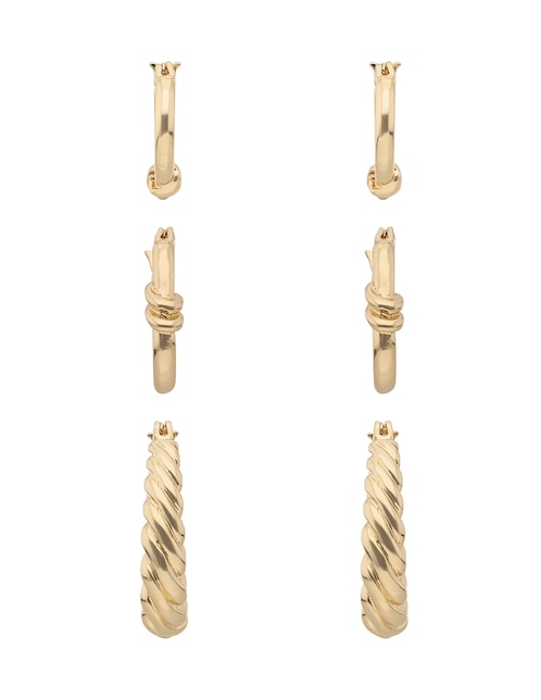 Set de aretes redondos Metal Crush con acabado brillante 1