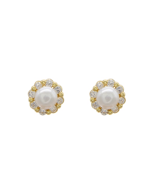 Broqueles de flor Emanuel Ungaro con acabado pavé perla