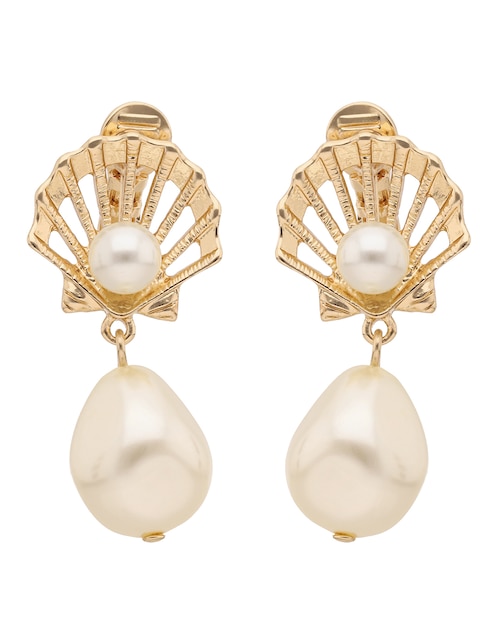 Aretes de concha Coastal Charms con acabado brillante perla 1