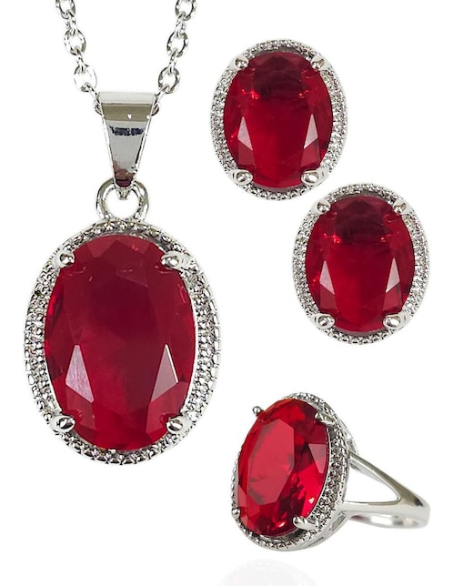 Aretes, collar y anillo de ovalada de acero inoxidable zirconia