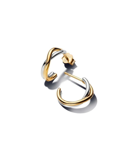 Aretes de aro Pandora de plata P 925 con acabado baño de oro