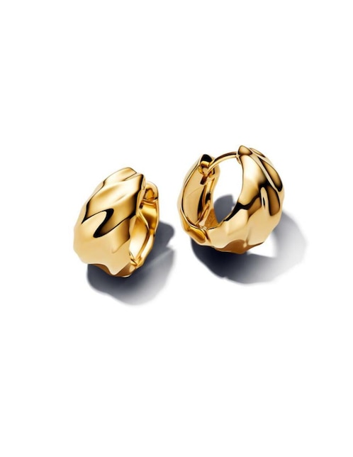 Aretes de aro Pandora de plata P 925 con acabado baño de oro