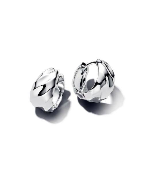 Aretes de aro Pandora de plata P 925 con acabado brillante