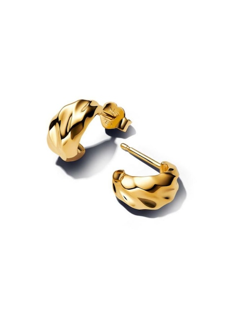 Aretes de aro octagonales Pandora de plata P 925 con acabado baño de oro