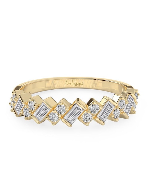 Anillo 14 k de oro zirconia pulido 1