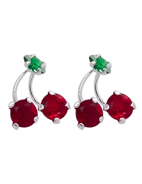 Broqueles de cereza Oro Angelus de plata P 925 con acabado pavé zirconia