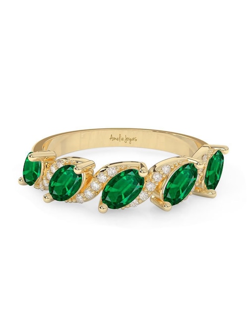 Anillo "de (si aplica)" ovalada amelie joyas sin coleccion no aplica 14 k "de" oro esmeralda pulido