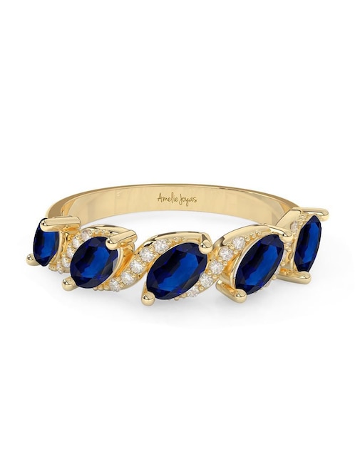 Anillo "de (si aplica)" ovalada amelie joyas sin coleccion no aplica 14 k "de" oro zafiro pulido