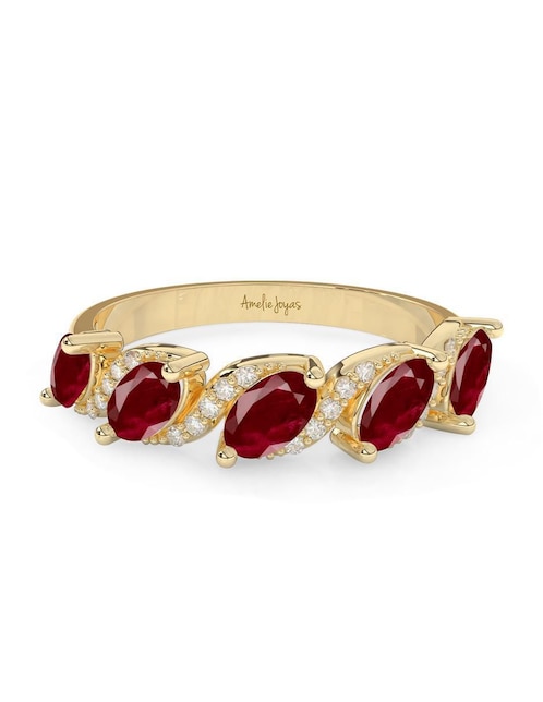 Anillo "de (si aplica)" ovalada amelie joyas sin coleccion no aplica 14 k "de" oro rubí pulido