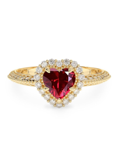Anillo "de (si aplica)" corazón amelie joyas sin colección no aplica 10 k "de" oro zirconia pulido