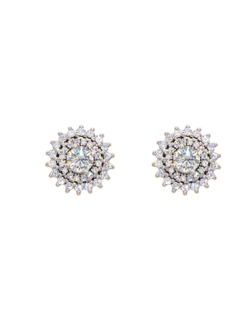 Aretes circulares Carré Pavé Cristal de plata P 925 con acabado pavé zirconia
