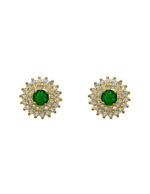 Aretes circulares Carré Pavé Esmeralda de plata P 925 con acabado pavé zirconia