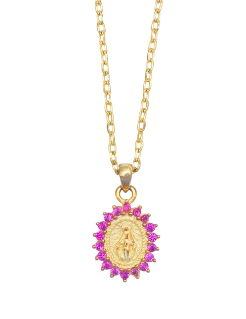 Medalla y cadena de virgen de plata P 925 1