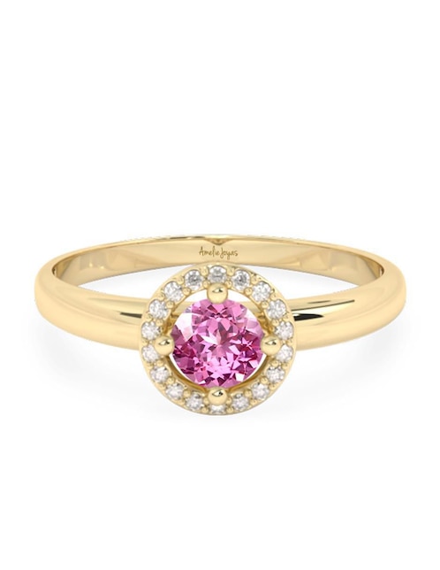 Anillo "de (si aplica)" redondo amelie joyas sin coleccion no aplica 10 k "de" oro zafiro rosa pulido