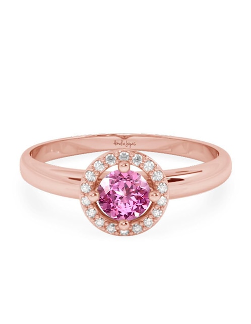 Anillo 10 k de oro zafiro rosa pulido 1