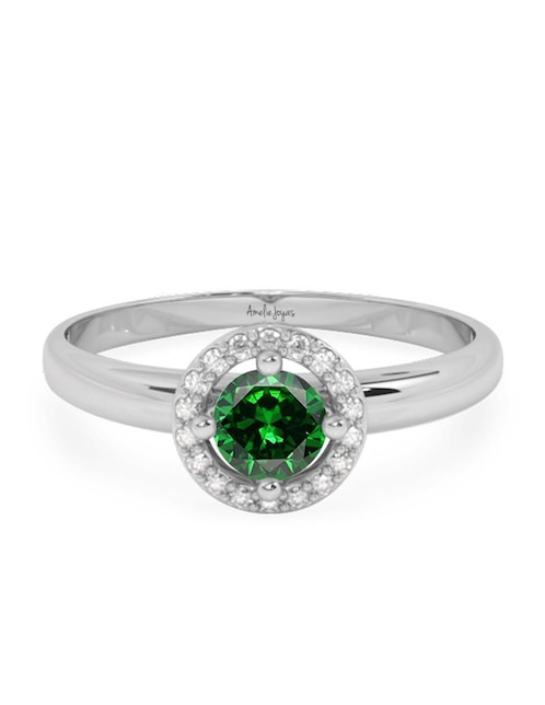 Anillo redondo de oro zirconia pulido 1