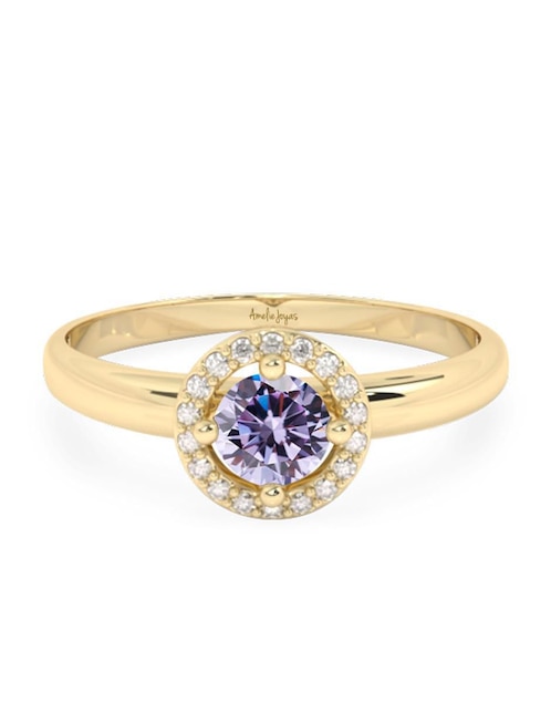 Anillo "de (si aplica)" redondo amelie joyas sin coleccion no aplica 10 k "de" oro zirconia pulido