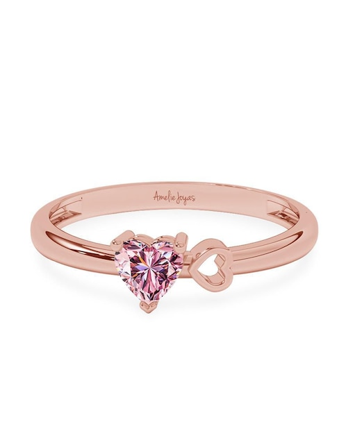 Anillo de corazón 10 k de oro zirconia pulido 1