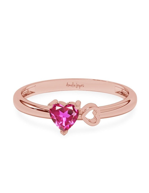 Anillo de corazón 10 k de oro zirconia pulido 1