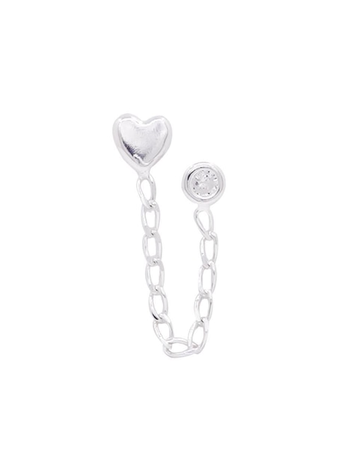 Broqueles de corazón de plata P 925 con acabado brillante zirconia