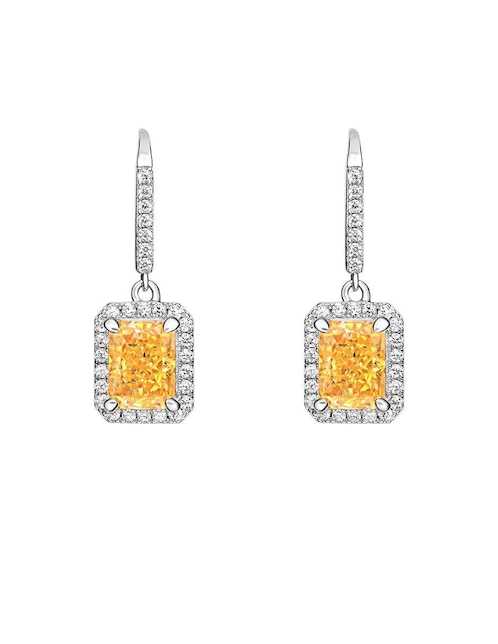 Aretes cortos rectangular Gladkova Joyería de plata P 925 con acabado brillante zirconia