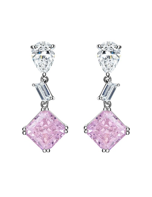 Aretes largos de rombo Gladkova Joyería de plata P 925 con acabado brillante zirconia
