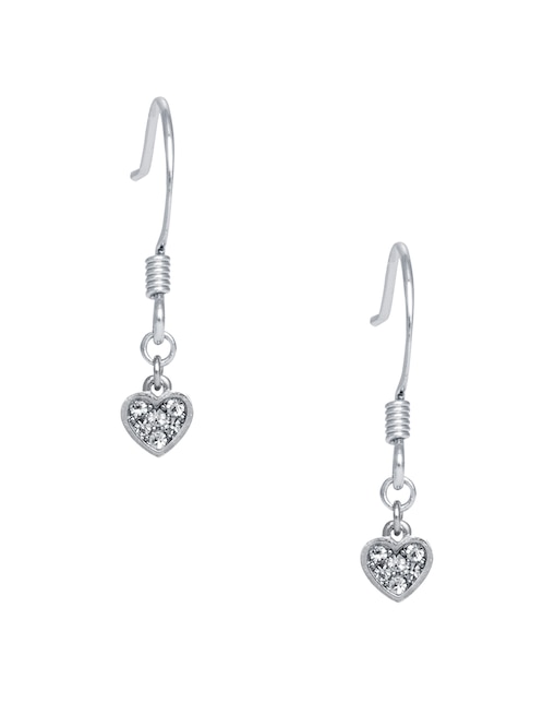 Aretes largos de corazón Charms con acabado pavé cristal 1